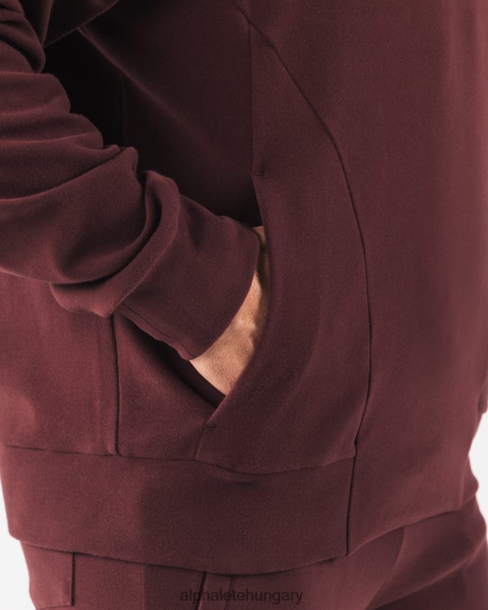 ruházat Alphalete Identity Pro kapucnis pulcsi sangria vörös férfiak 86B628624