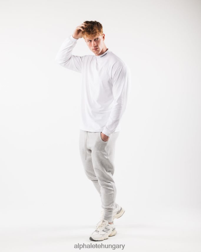 ruházat Alphalete szálcsiszolt mag gúnynyak ls fehér férfiak 86B628538