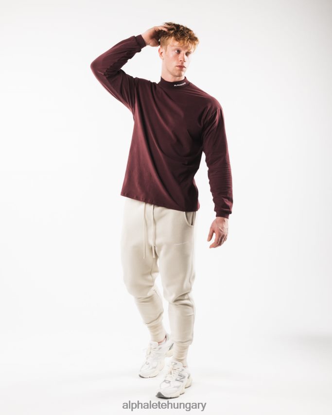 ruházat Alphalete szálcsiszolt mag gúnynyak ls sangria vörös férfiak 86B628540