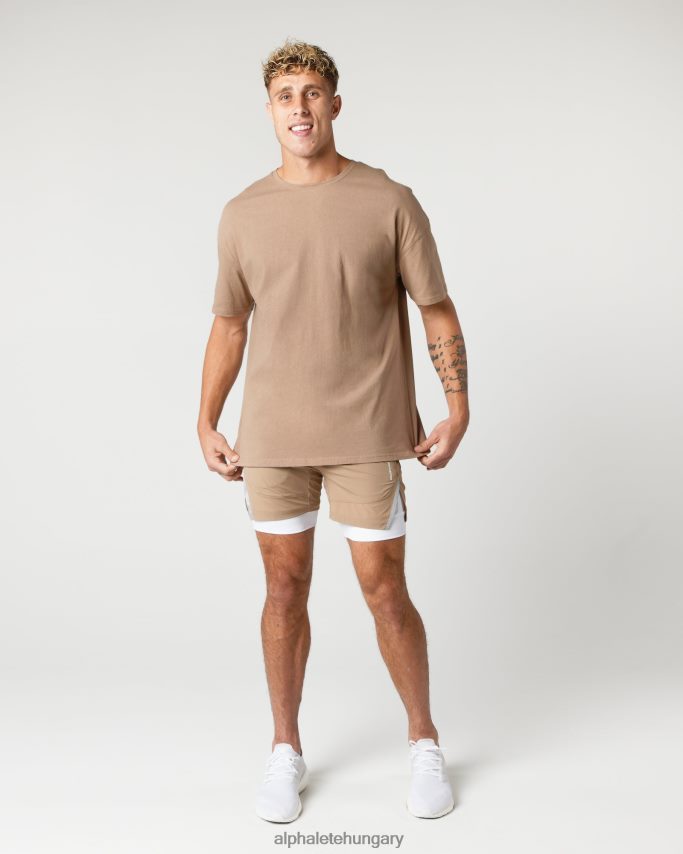 ruházat Alphalete nehéz pamut magú póló chai barna férfiak 86B628548