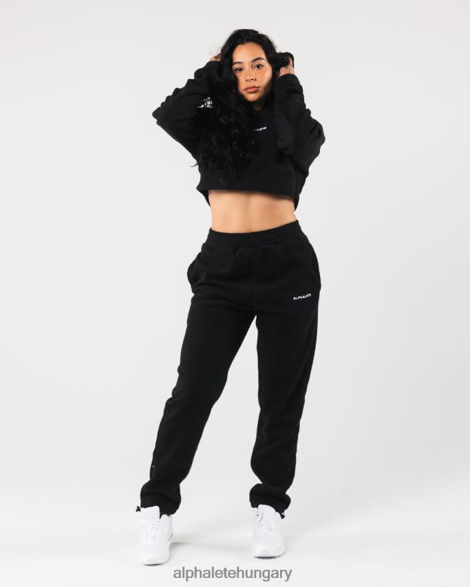 ruházat Alphalete king crop kapucnis pulcsi fekete nők 86B628277