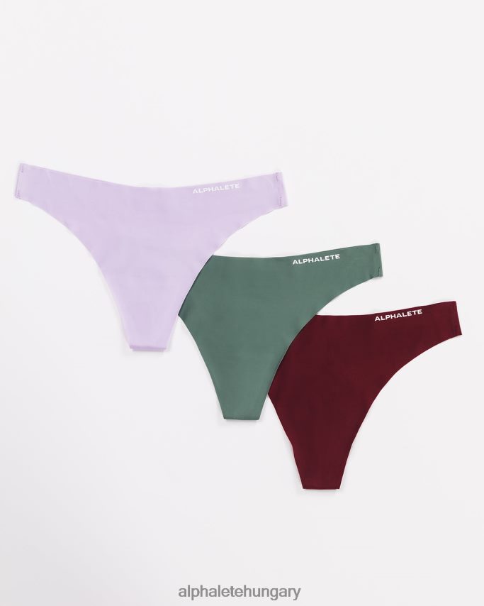 ruházat Alphalete varrat nélküli tanga 3pk lila/sangria/jade zöld nők 86B628466