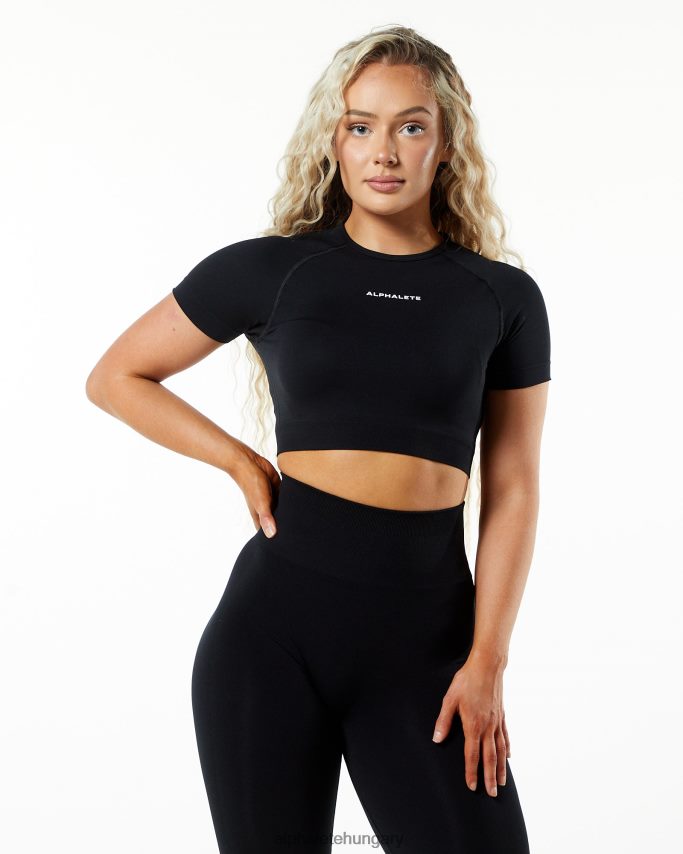ruházat Alphalete ss crop felerősítése fekete nők 86B628238