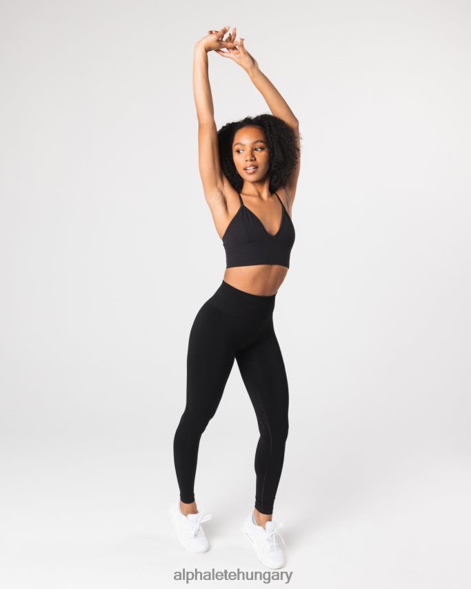 ruházat Alphalete varrat nélküli bordás melltartó fekete nők 86B62870